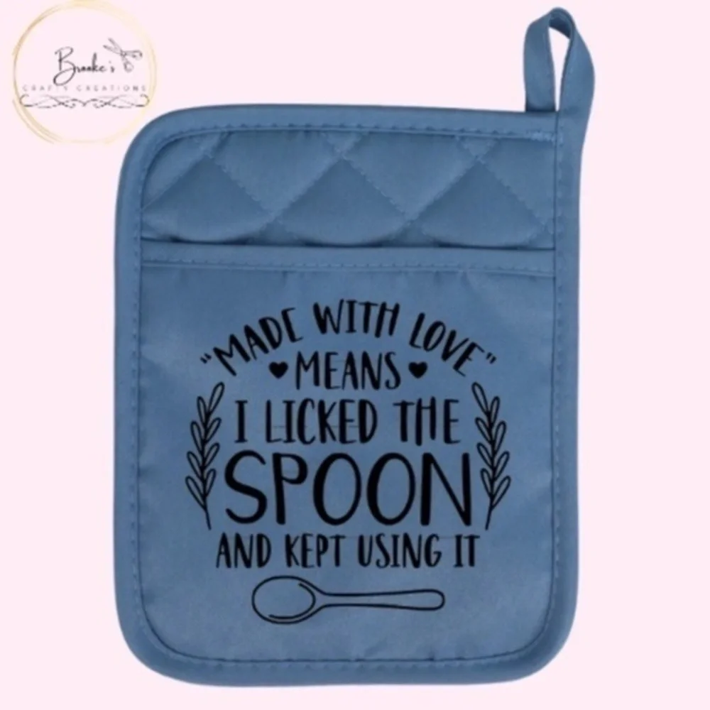 Made With Love Blue Pot Holder Mitt